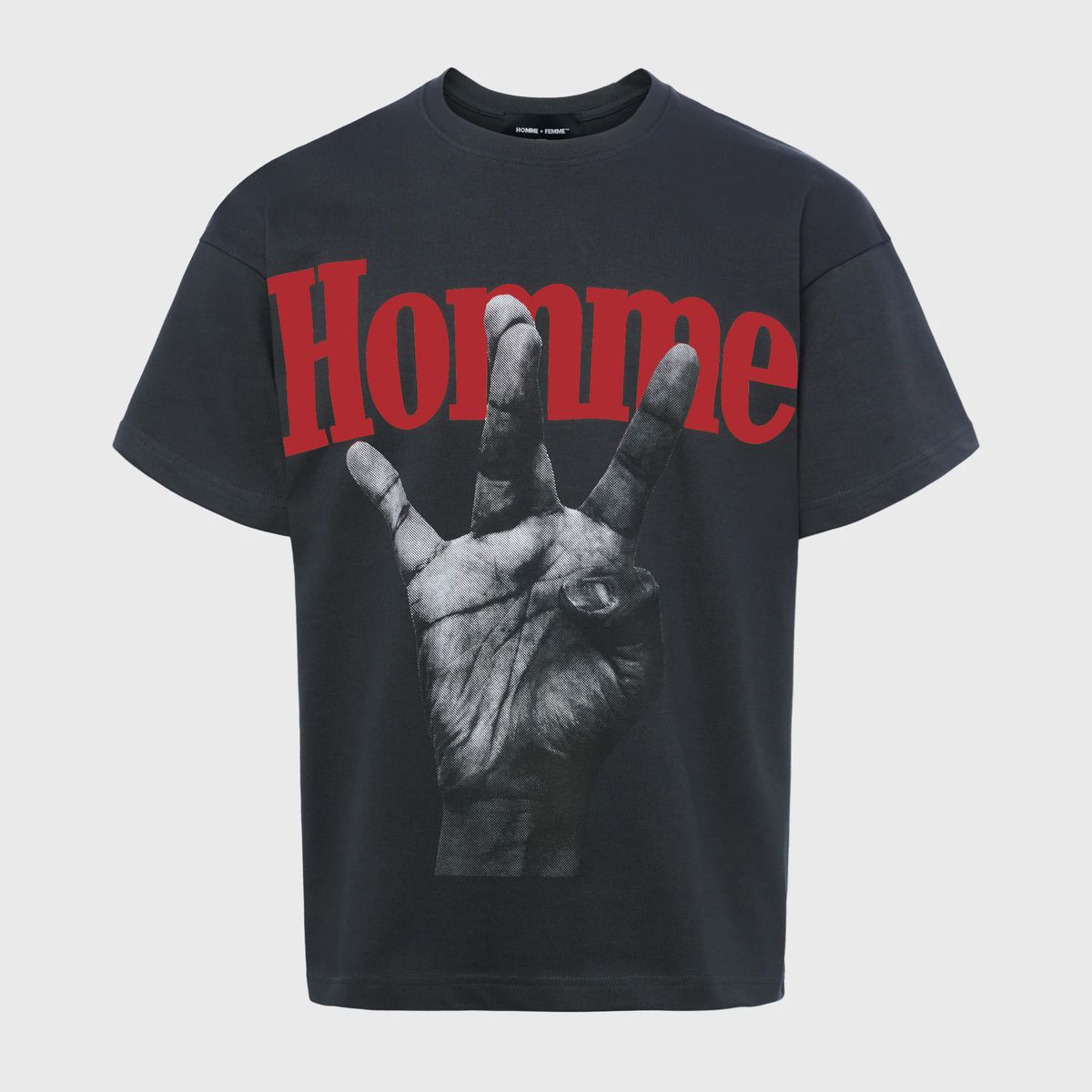 Homme+Femme T-Shirt - Twisted Fingers Tee - Black with Red - ATONCE2311