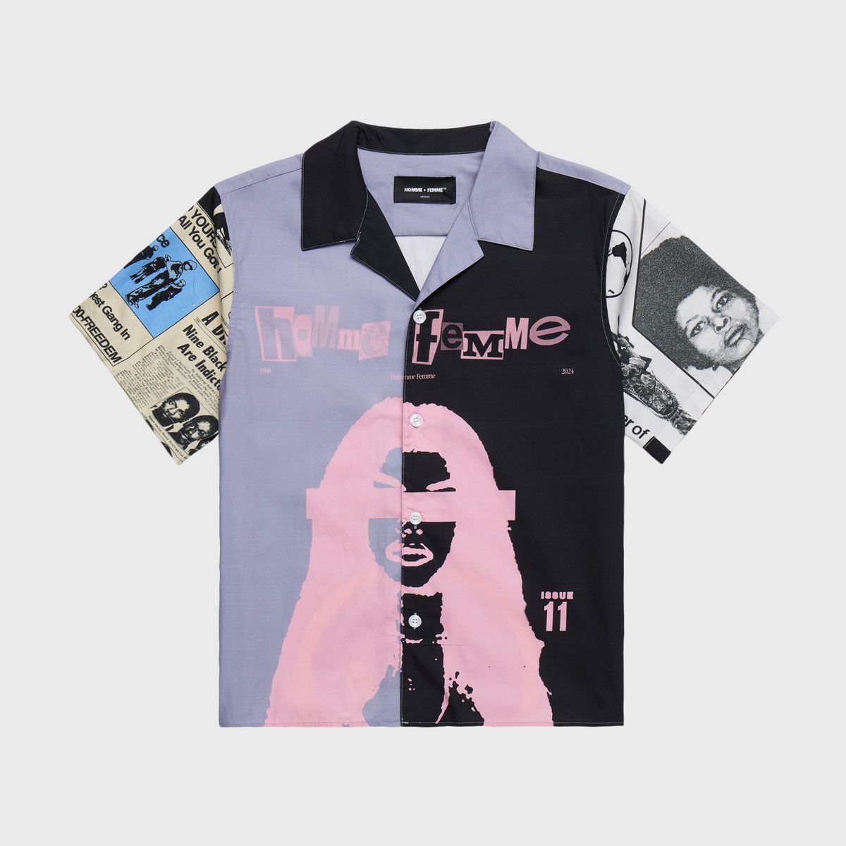 Homme+Femme Shirt - Ransom Button Down - Black Purple - HFFW202487