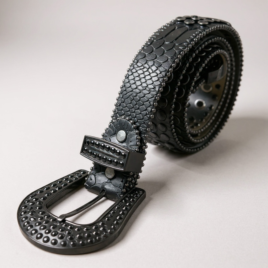 DNA Belt - Black With Black Rhinestones - 70