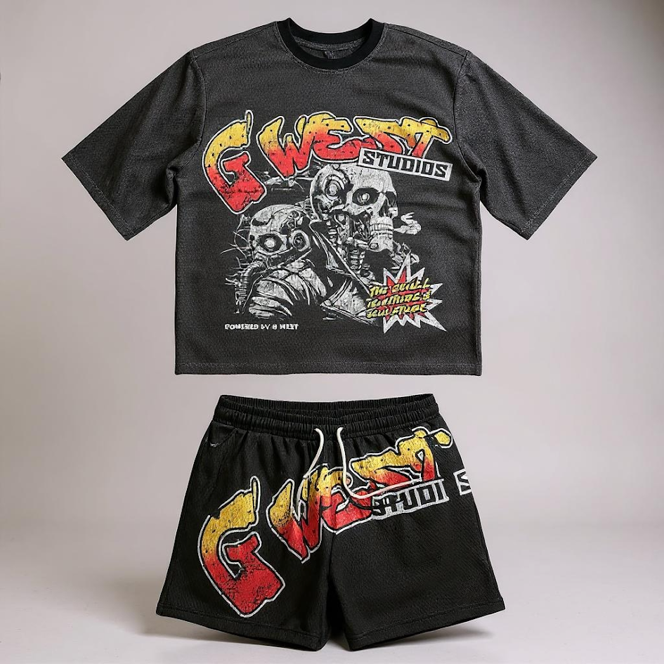 G West Short Set - Skull Tech - Mesh - Black - GWRMSB5004