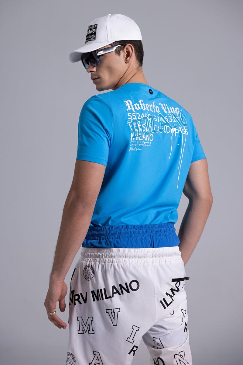 Roberto Vino T-Shirt - Milano Dripping - Blue - RVT-US-18