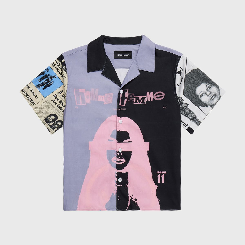 Homme+Femme Shirt - Ransom Button Down - Black Purple - HFFW202487