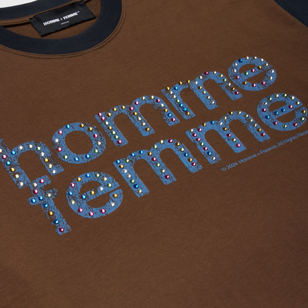 Homme+Femme T-Shirt - Mardi Gras Cropped Tee - Brown - HFFW2024124
