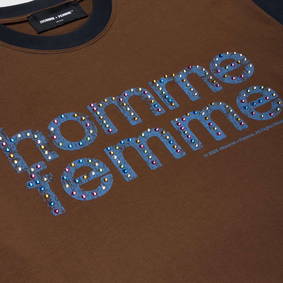 Homme+Femme T-Shirt - Mardi Gras Cropped Tee - Brown - HFFW2024124