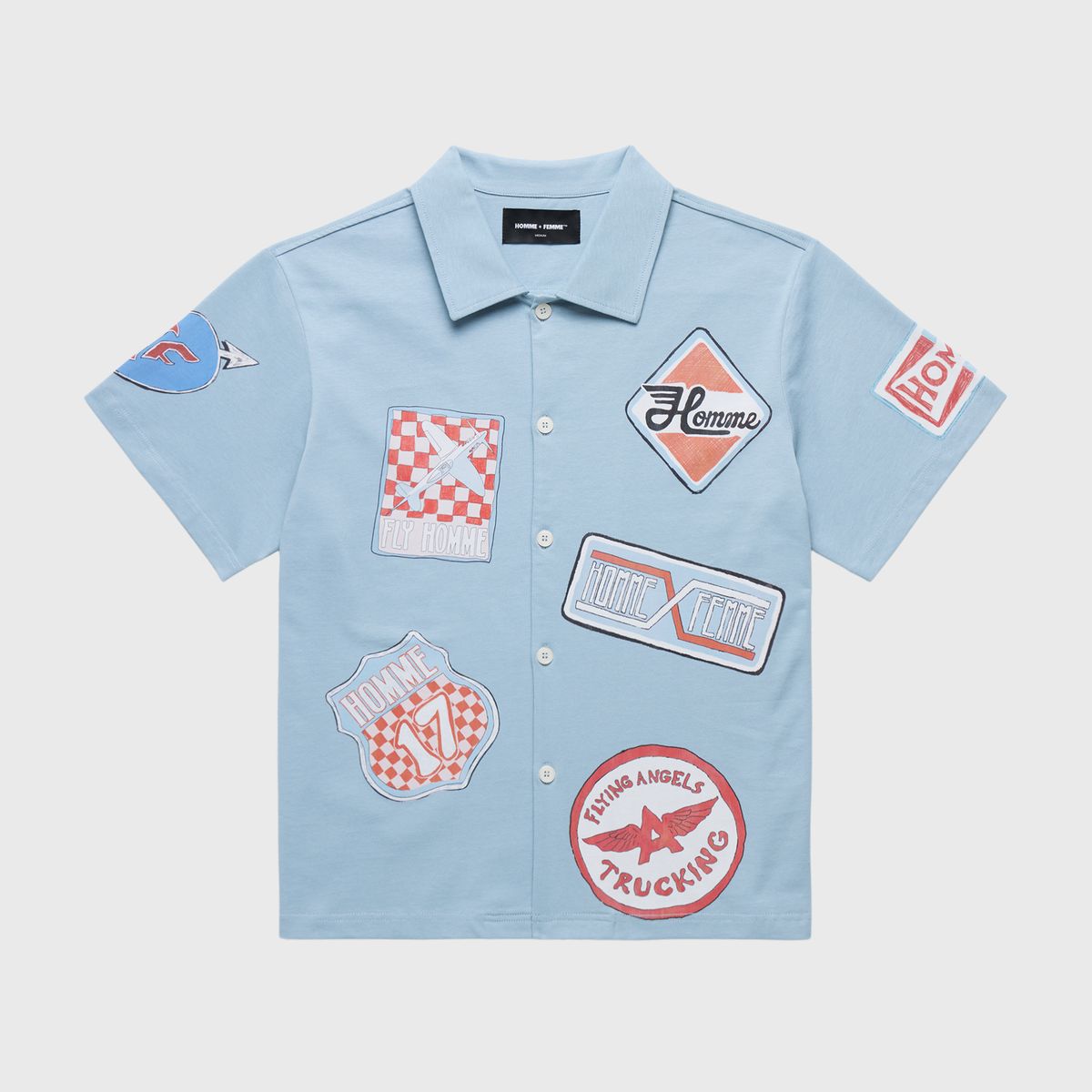 Homme+Femme Shirt - Road trip Button Down - Baby Blue - (HFSS202506-2)