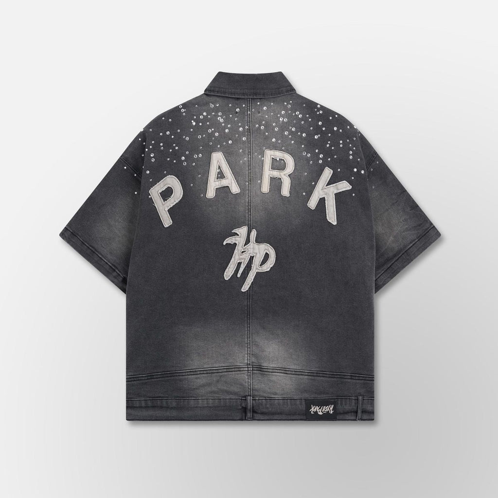 Hyde Park Shirt - Studded Park Denim Work Shirt - Black