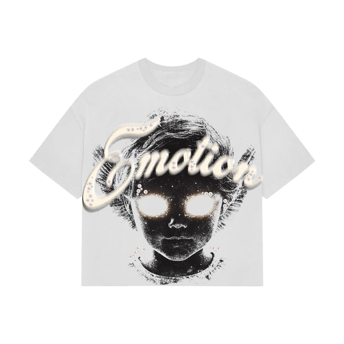 Mixed Emotion T-Shirt - Pearl Cropped - White