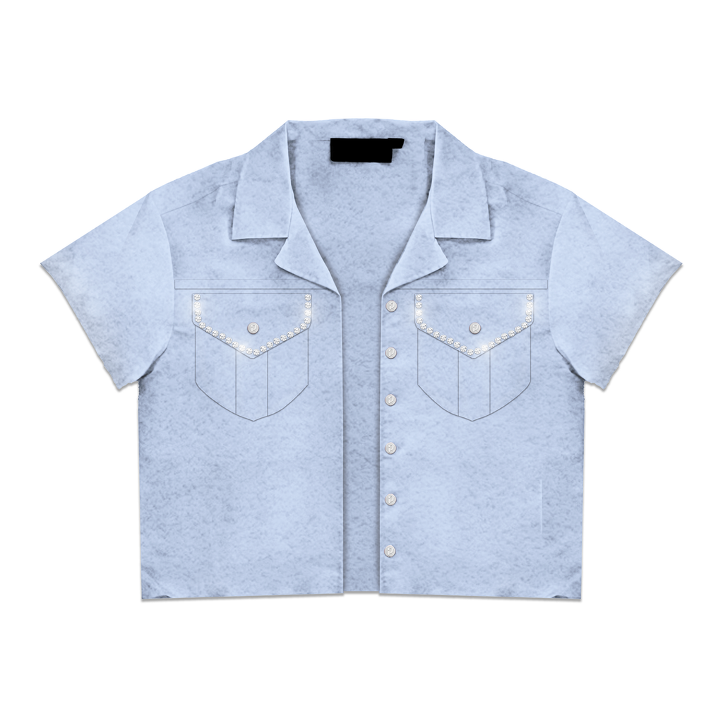 Prestige Shirt - Rhinestone Top - Sky Blue