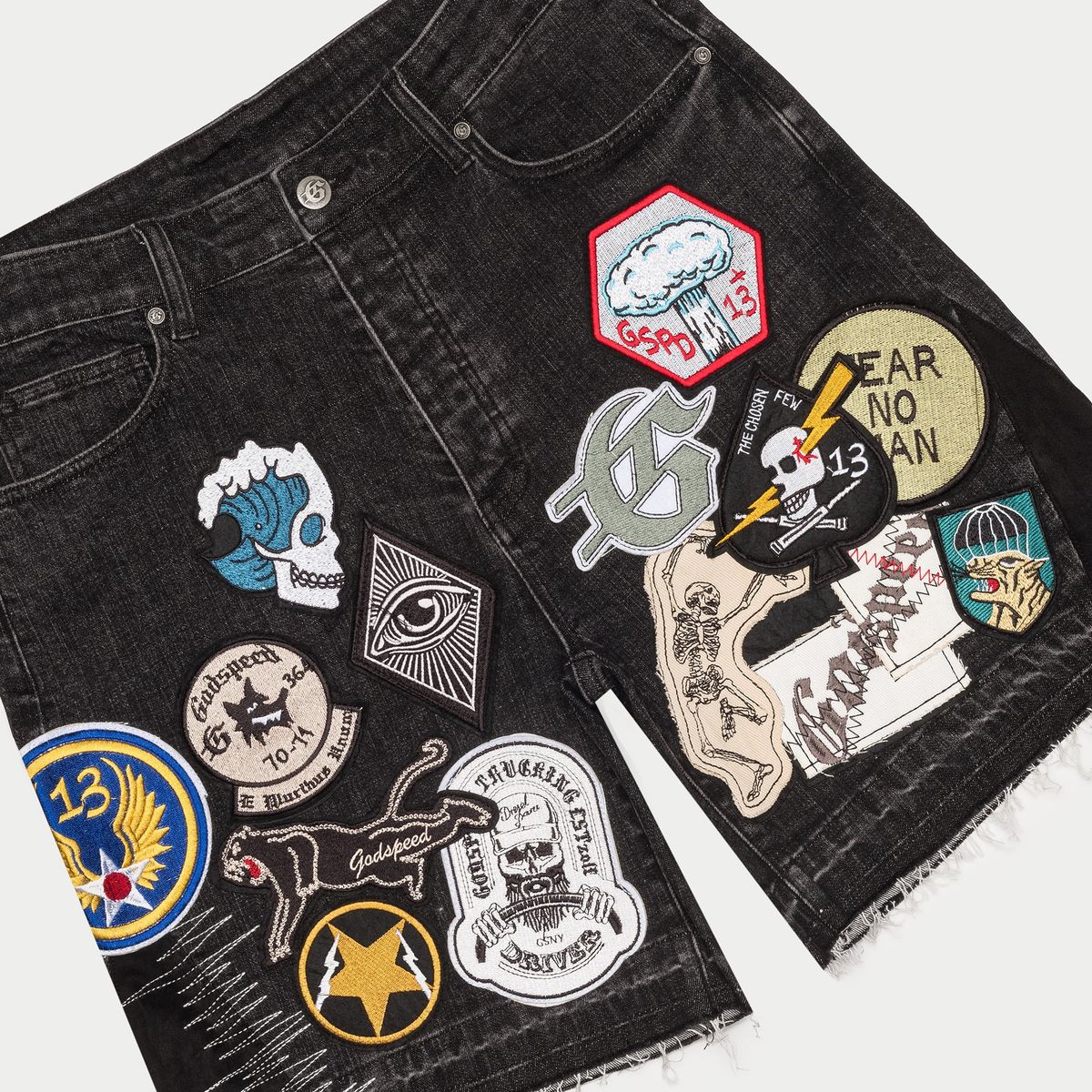 Godspeed Jean Short - Patchwork V2 - Black