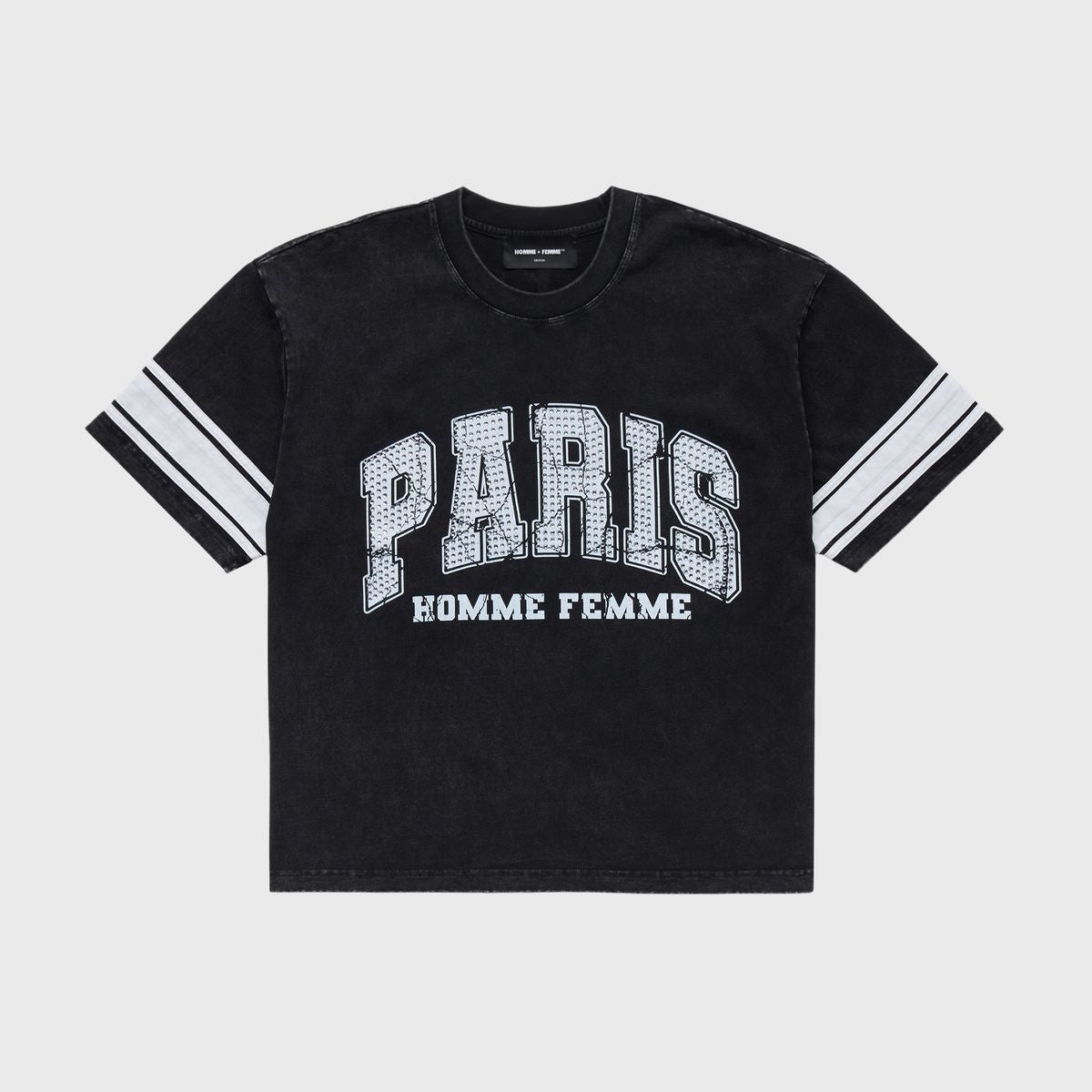 Homme+Femme T-Shirt - Paris Rhinestone Tee - Black - HFSS2025106