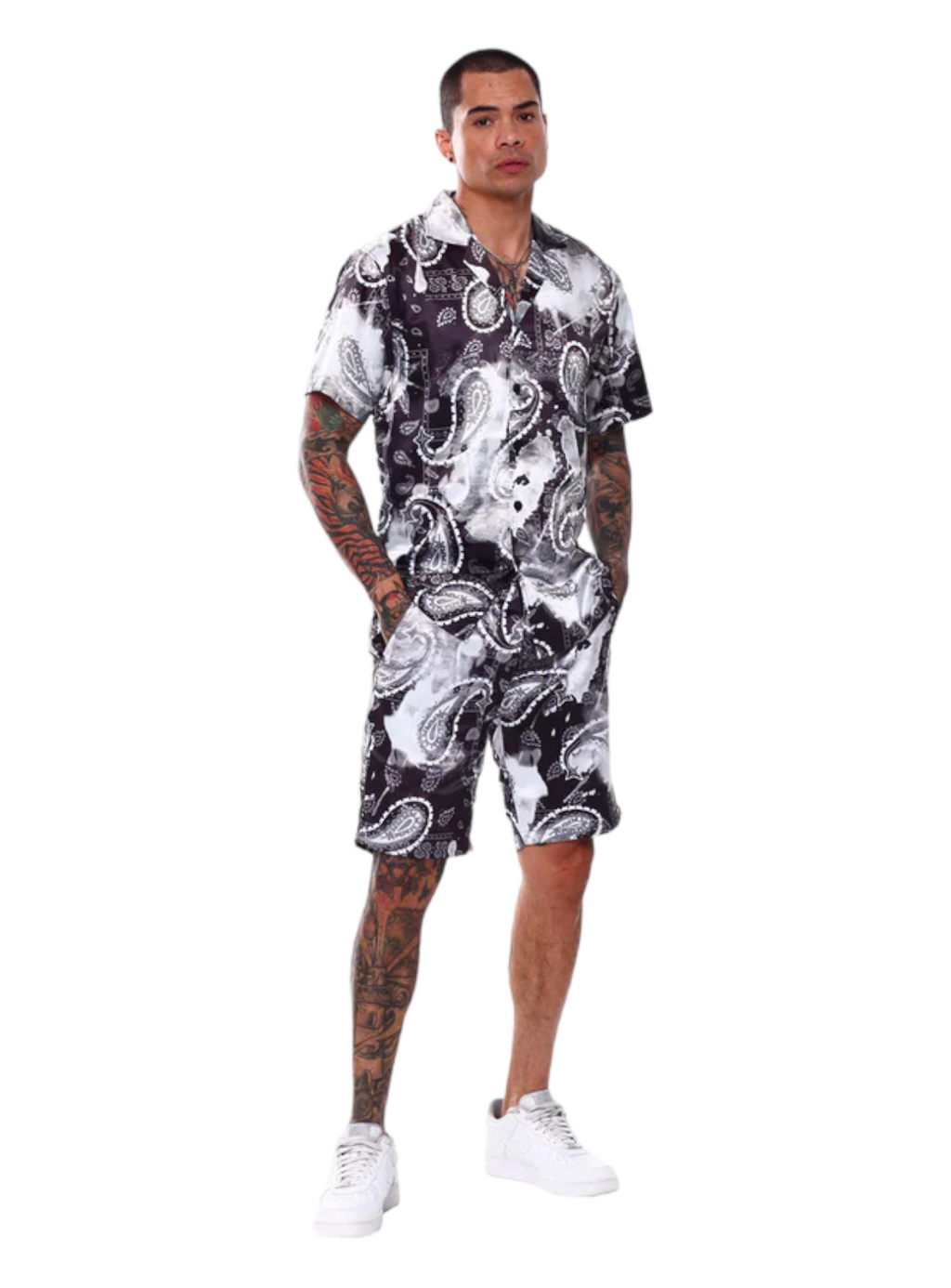 Rebel Minds Shorts - Paisley Satin - Black - 131-793