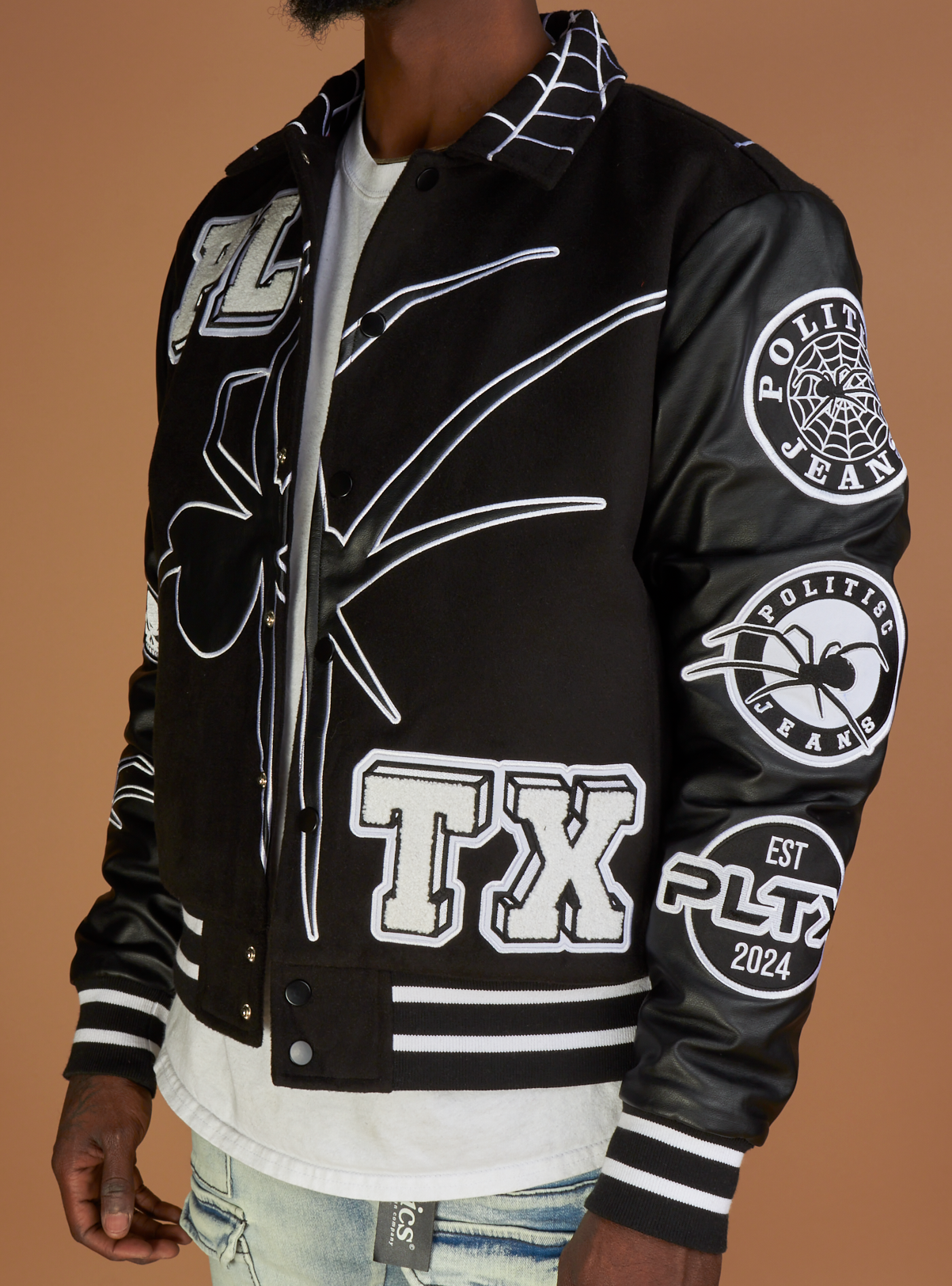 Politics Varsity Jacket - Shadow - Black - 218