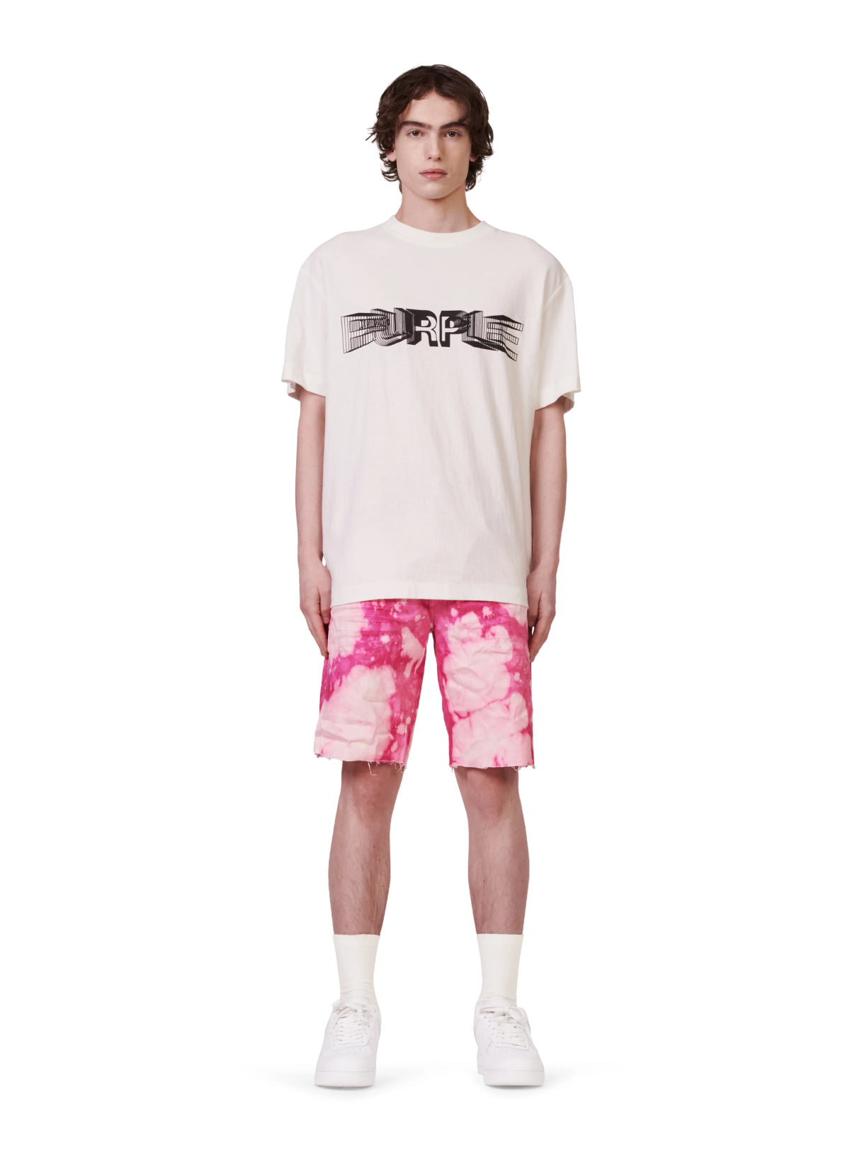 Purple-Brand Shorts - Carmine Dyed Layered Bleach - P020-CDLB