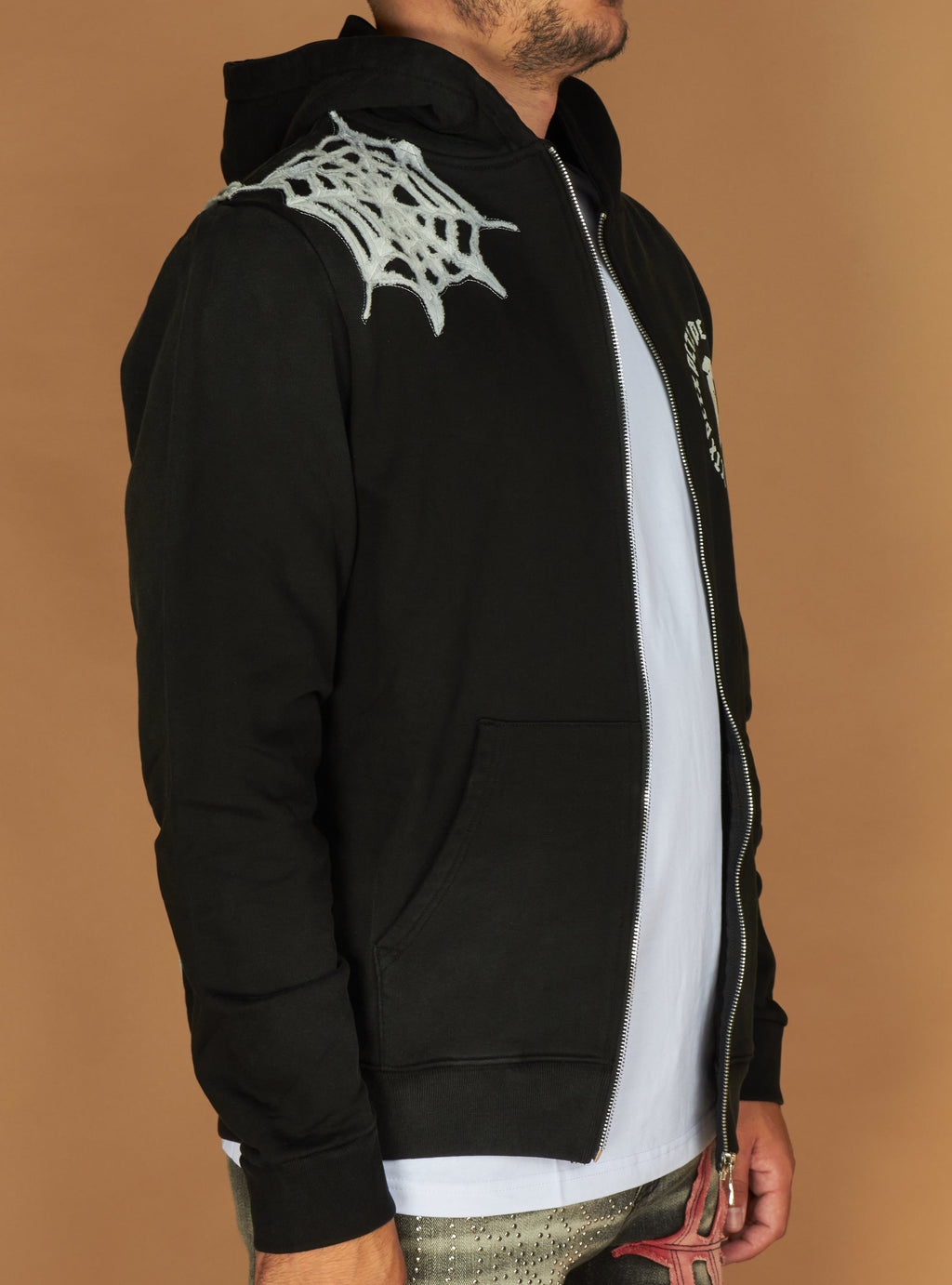 Politics Hoodie - Web - Black  with White - 302