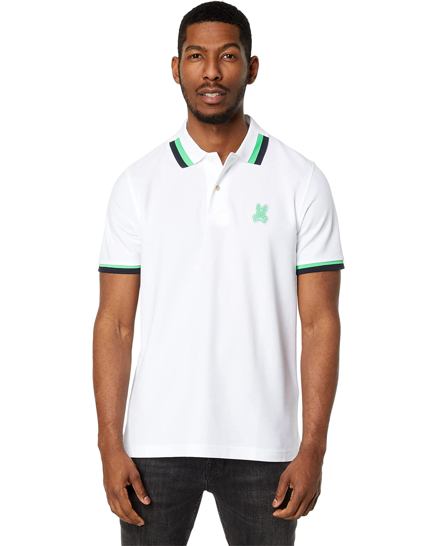 Psycho Bunny Polo T-Shirt - Pisani Pique Fashion - White - B6K731X1PC