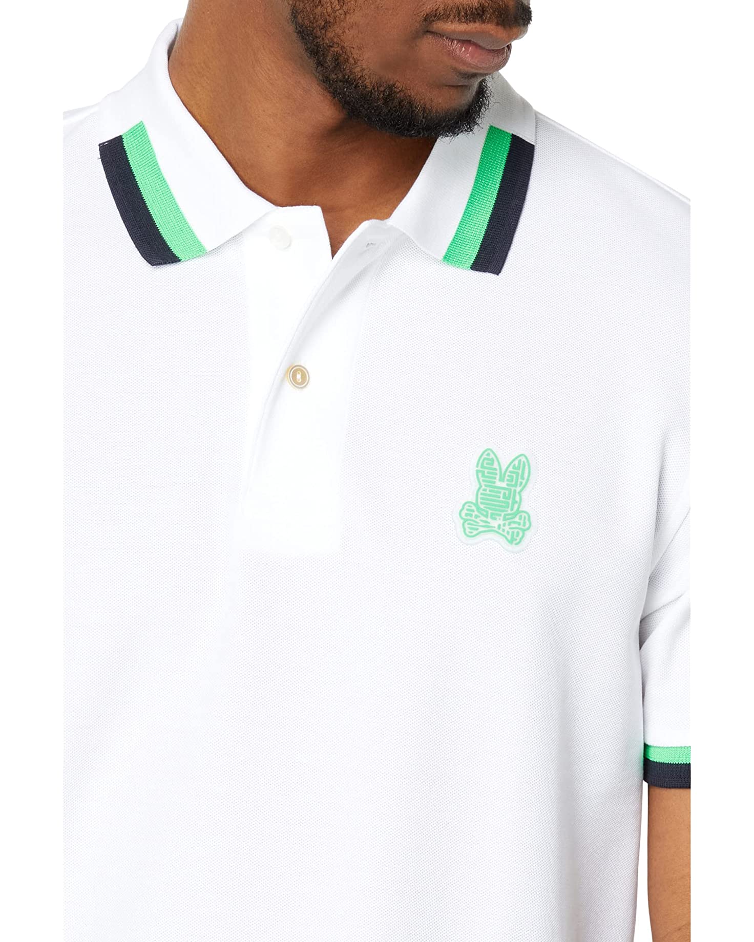 Psycho Bunny Polo T-Shirt - Pisani Pique Fashion - White - B6K731X1PC