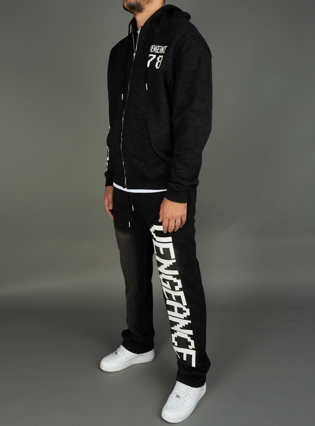 Vengeance78 Sweatsuit - King  - Black with White - 269