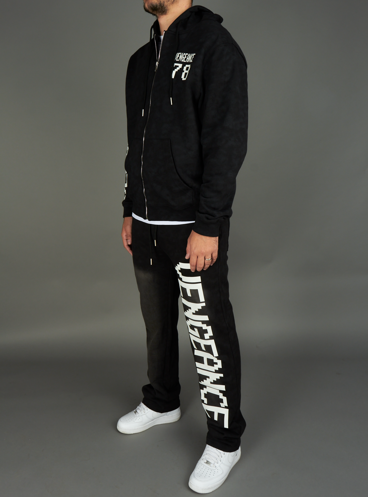 Vengeance78 Sweatsuit - King  - Black with White - 269