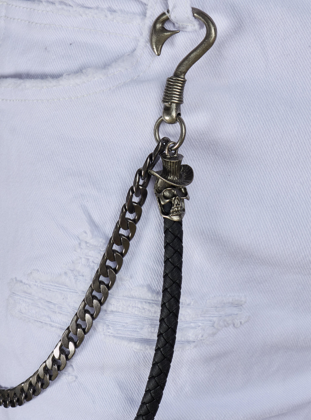 Politics Chain - Braided Skull - Black And Metal - 106