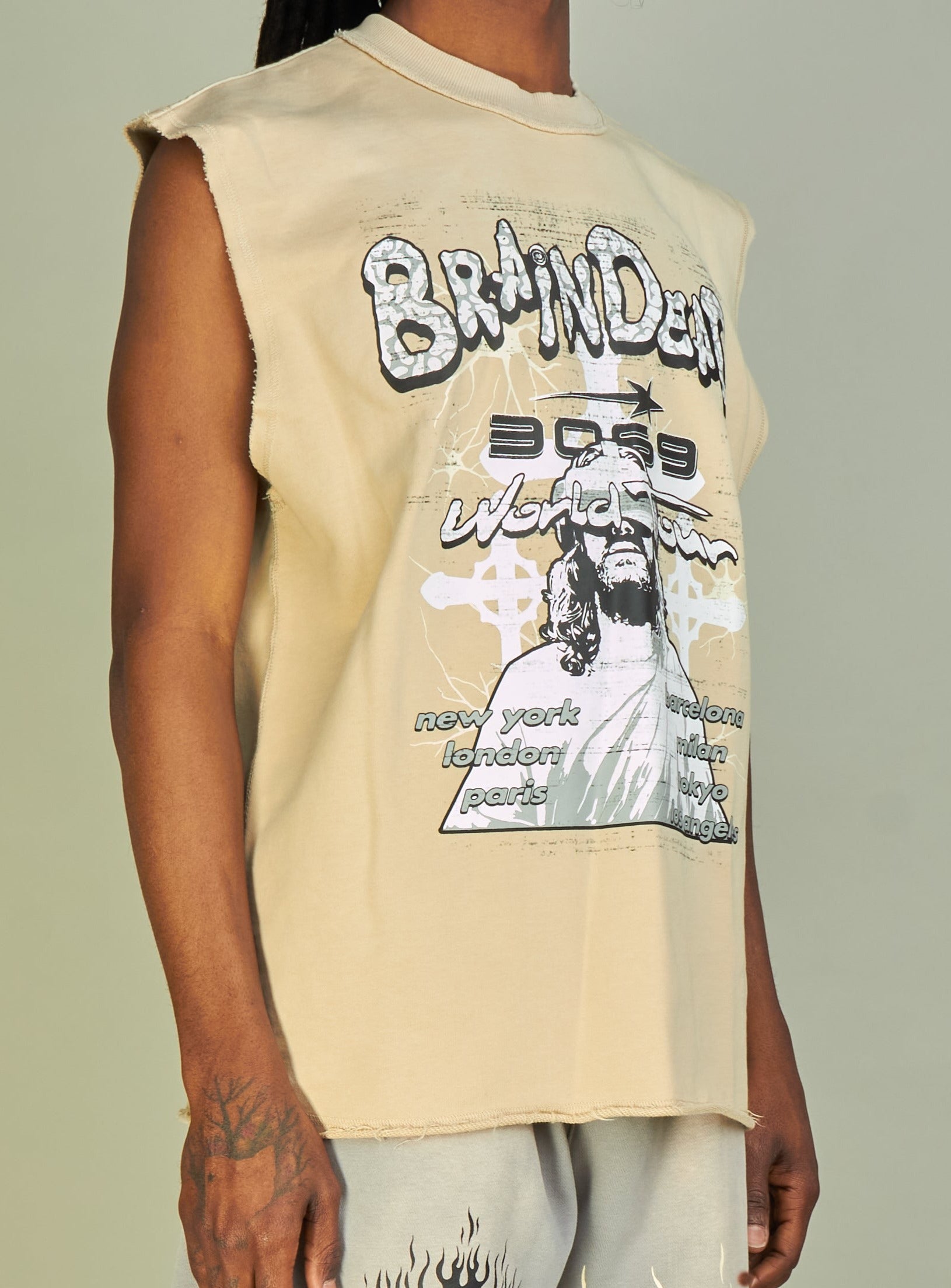 NME Tank Top - Woodard - Cream, Grey, Black And White - 092