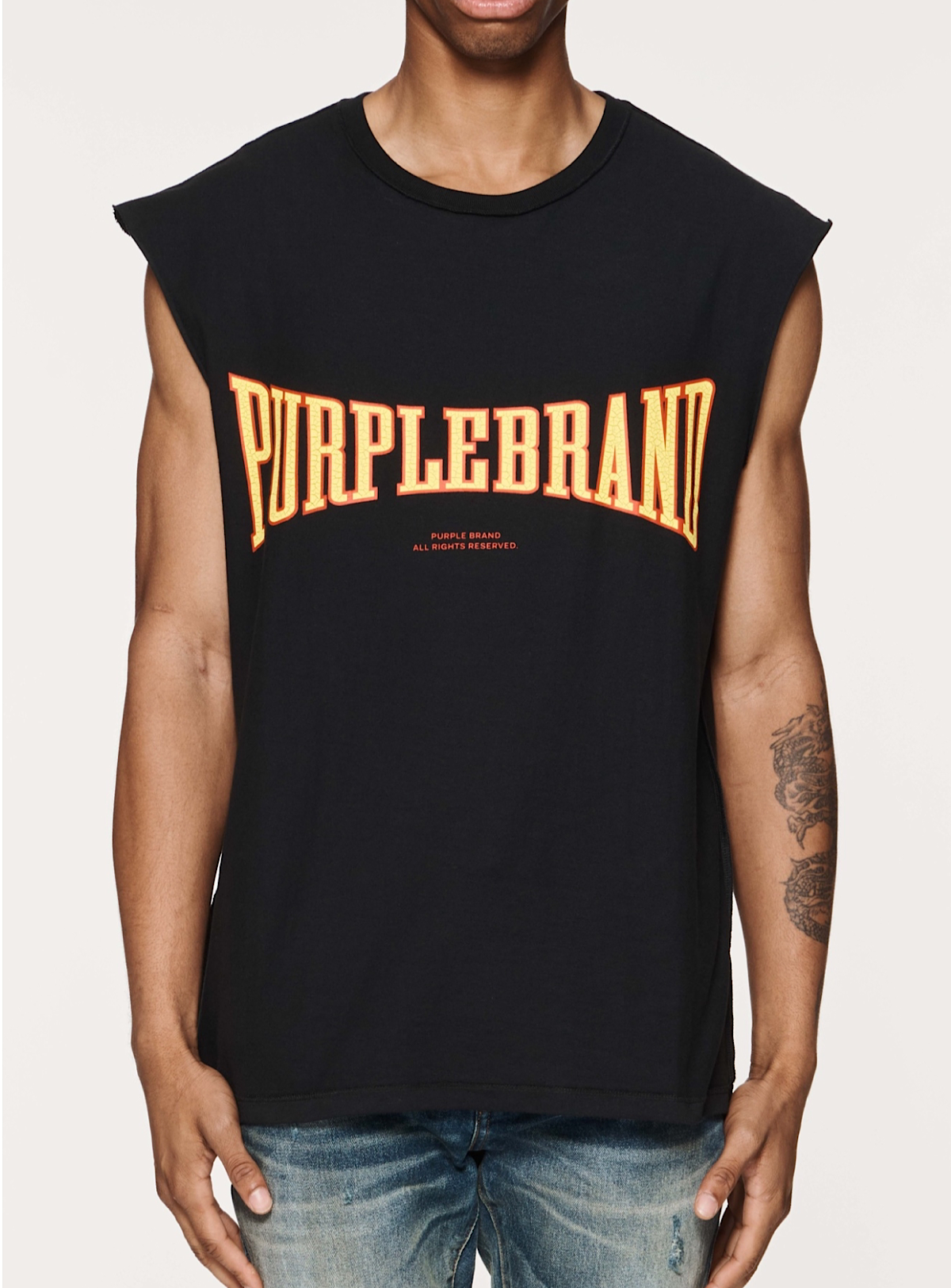 Purple-Brand Tank Top - Textured Sleeveless - Black - P101-JHBB224
