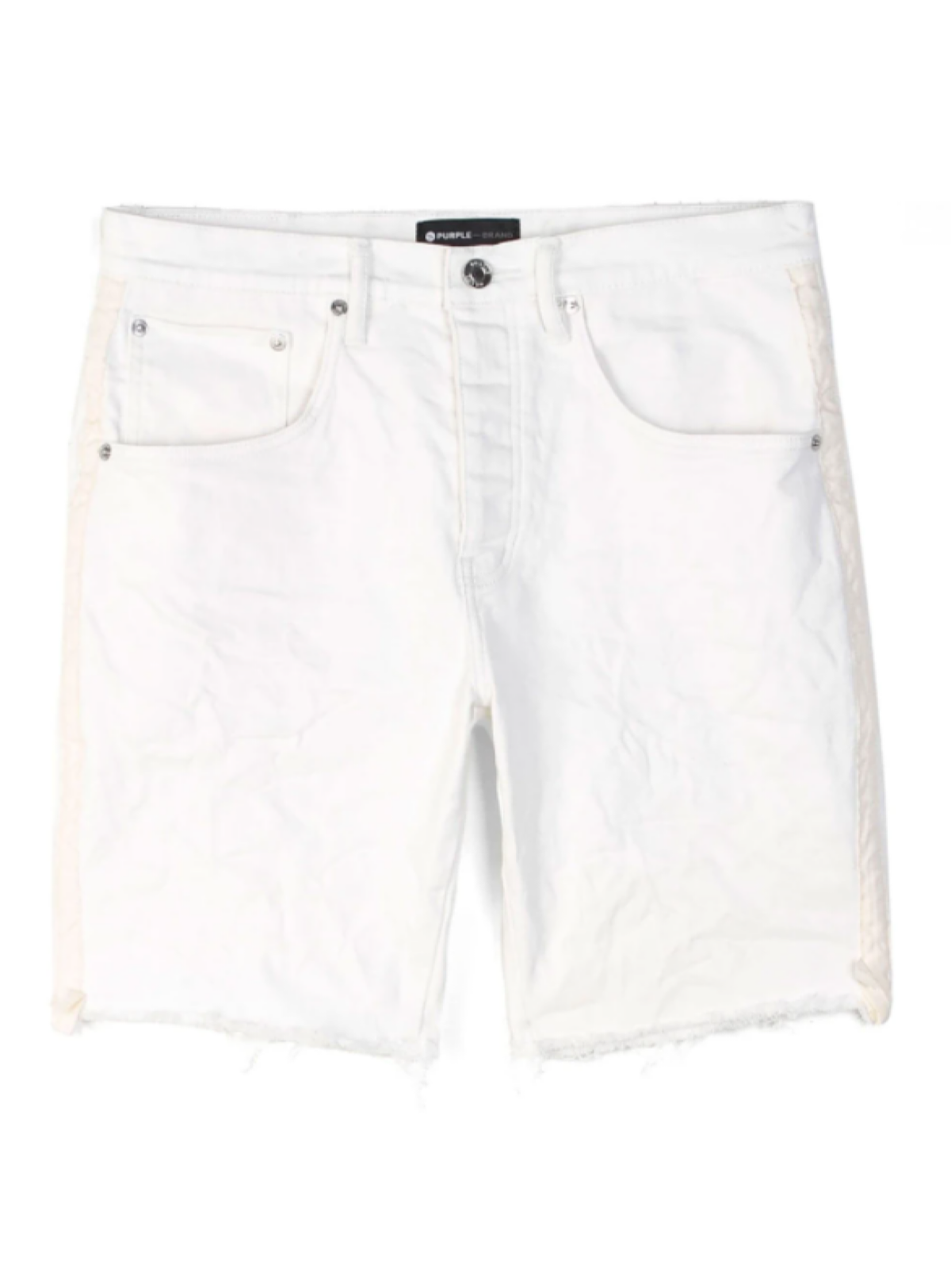 Purple-Brand Jean Shorts - Patchwork - White - P020