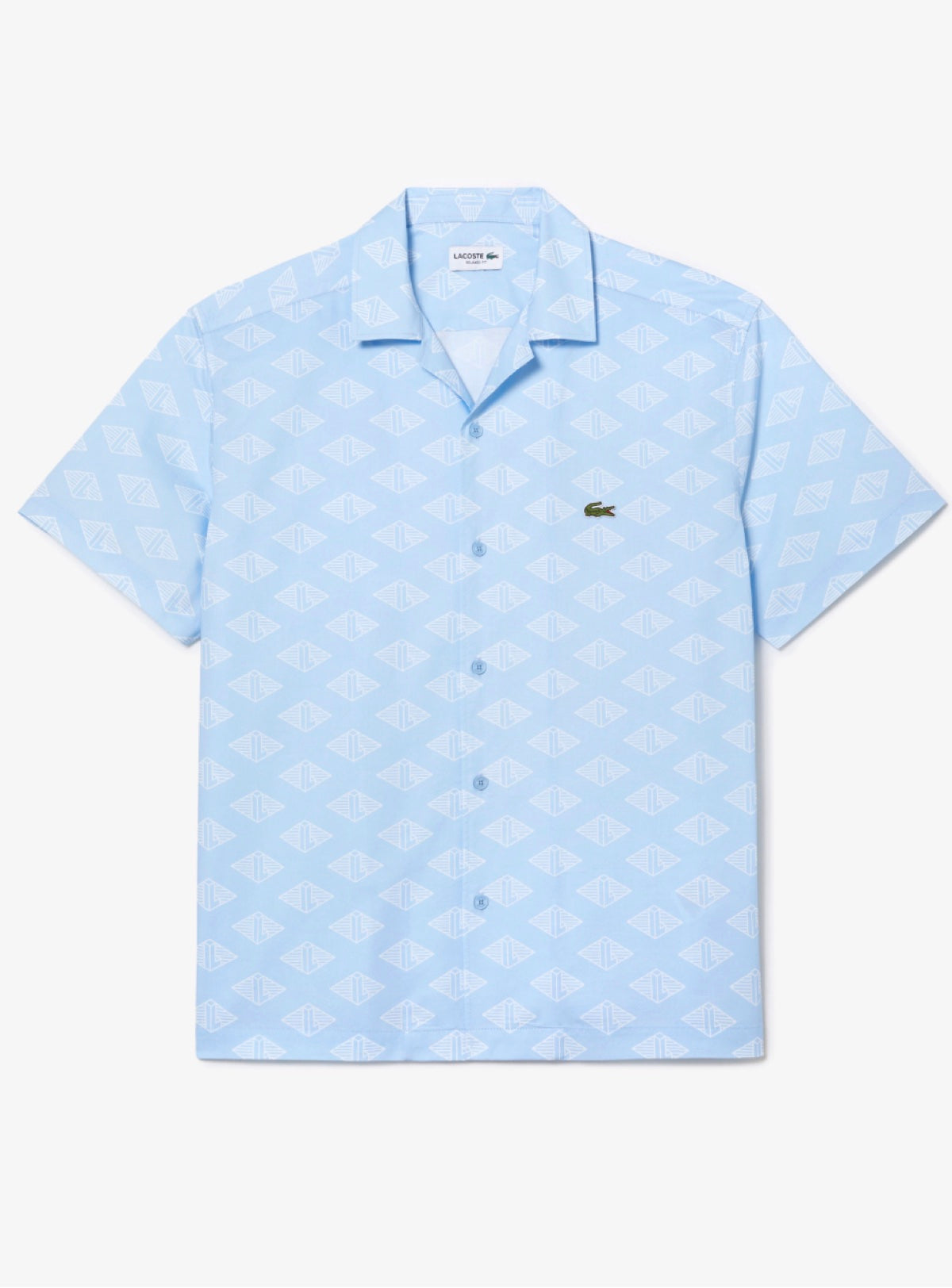 Lacoste Polo - Two-Tone Monogram Print Button Down - Blue-HBP - CH7882 51 FV2