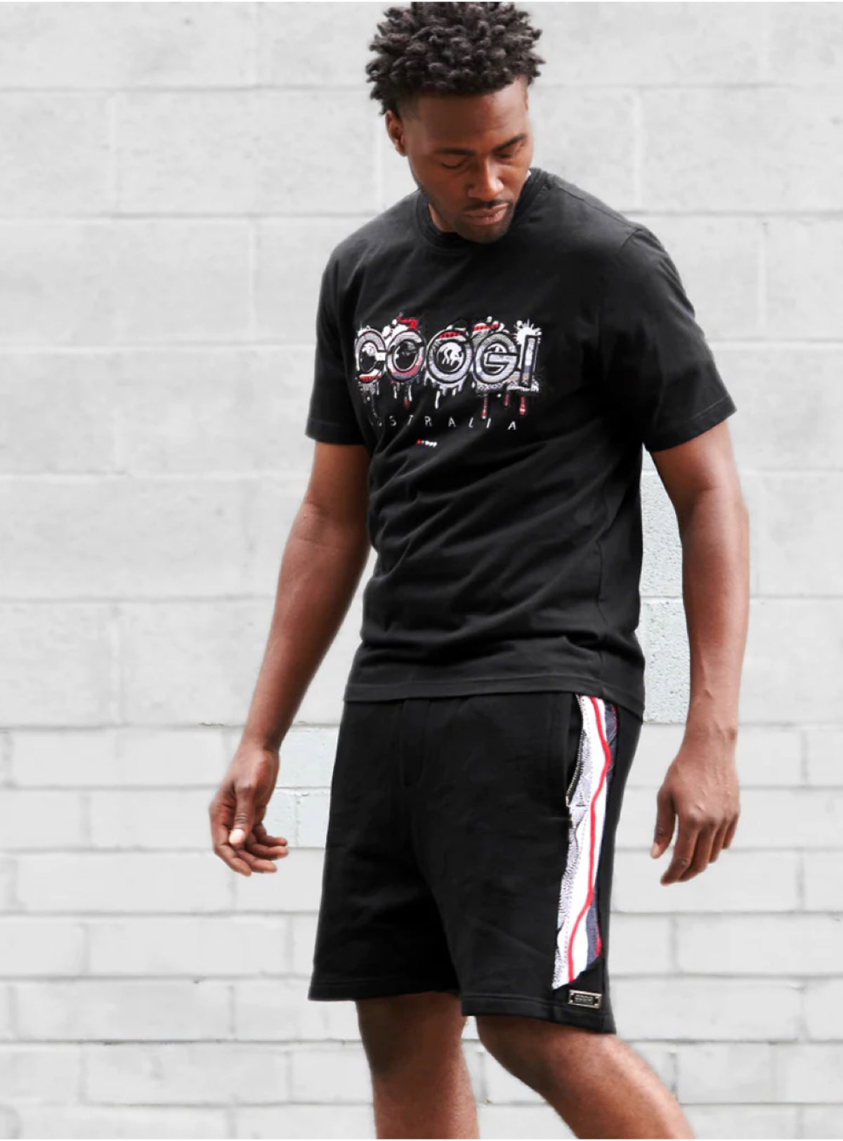 Coogi Shorts - Sweater Striped - Black - CG-KB-015