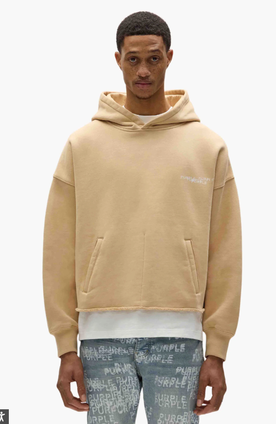 Purple-Brand Hoodie - Heavyweight Fleece - Beige - M4104-HABN225