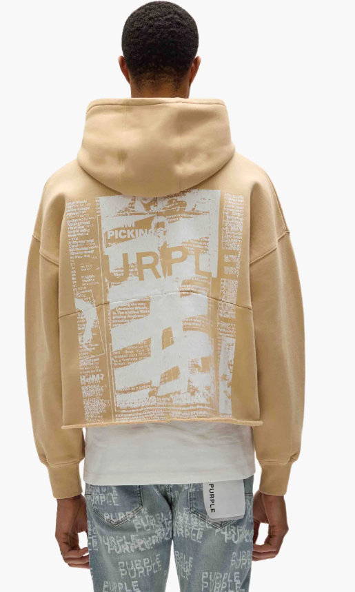 Purple-Brand Hoodie - Heavyweight Fleece - Beige - M4104-HABN225