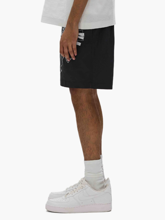 Purple-Brand Shorts - Shattered Swim Shorts - Black - P504-PBSH225
