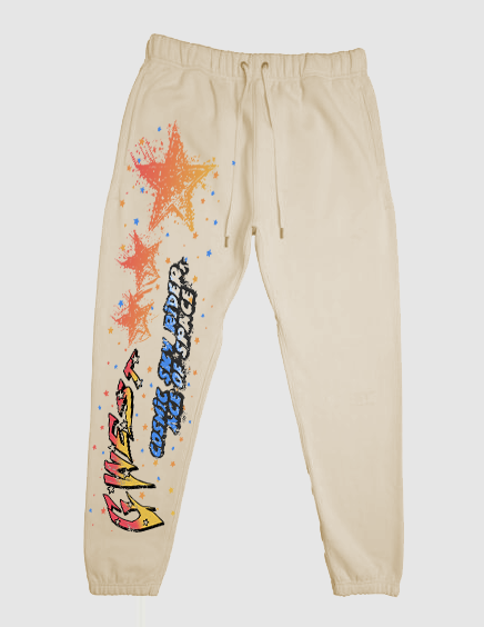 G-West Jogger Set - Cosmic Sky Ride Double Hit - Cream - GWDSHLHD9091