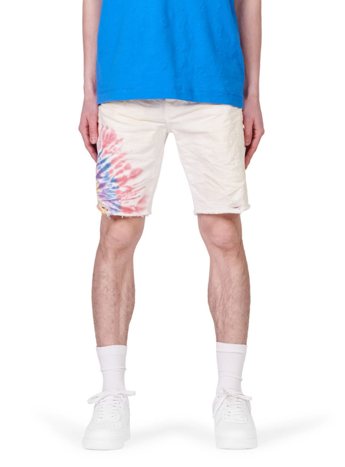 Purple-Brand Shorts - Multicolour Tie Dye White - P020