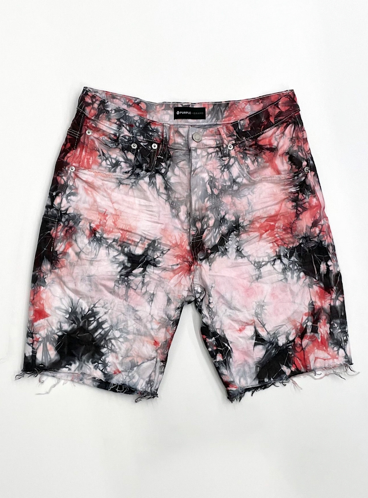 Purple-Brand Shorts - Tie Dye Jacquard Monogram - Red Black - P020-RBJS222