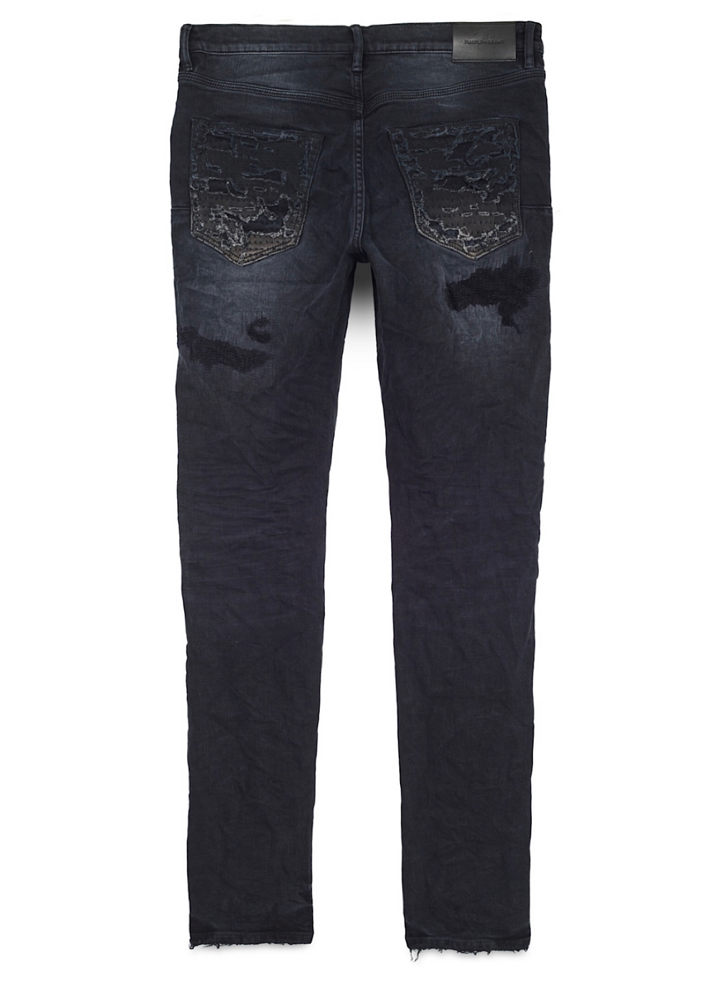 Purple-Brand Jeans - Quilted Destroyed Pocket - Black - P001-BQDP223