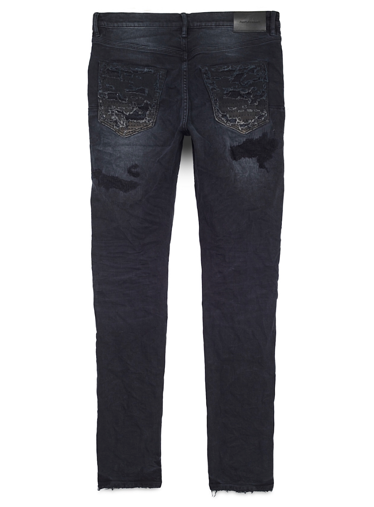 Purple-Brand Jeans - Quilted Destroyed Pocket - Black - P001-BQDP223