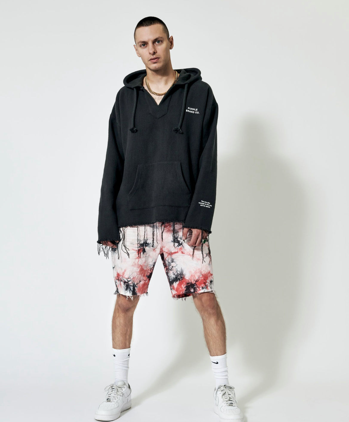 Purple-Brand Shorts - Tie Dye Jacquard Monogram - Red Black - P020-RBJS222